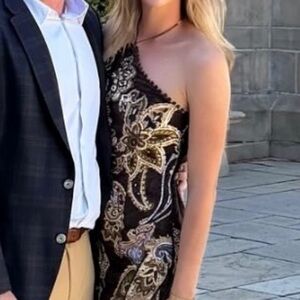 HEMANT & NANDITA One Shoulder Black and Gold Dress